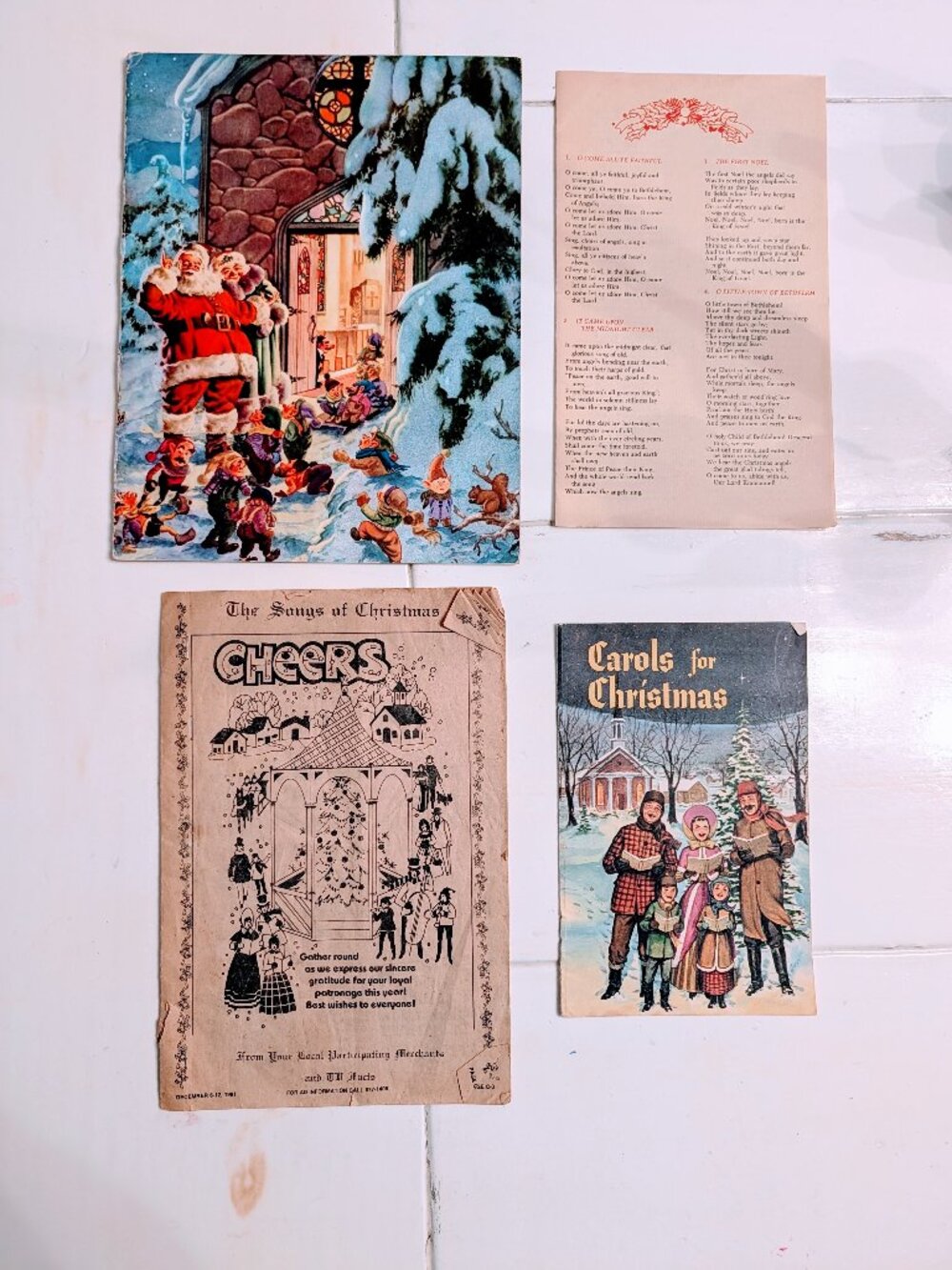 Lot of 4 VTG Christmas Carol Booklets Holiday Ephemera Paper 1950s-1980s USA